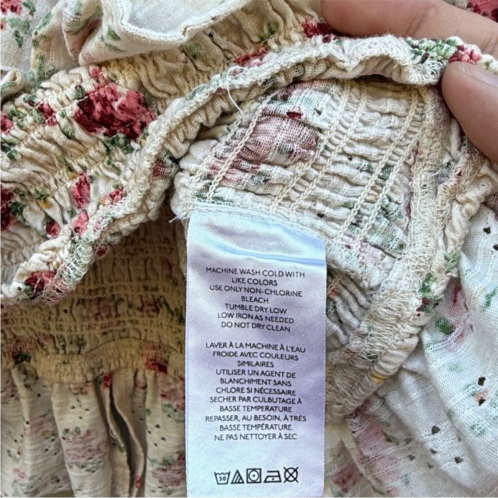 Free People Favorite Girl Top Tea Combo Cropped Ruffle Floral Top size Large - Picture 4 of 7